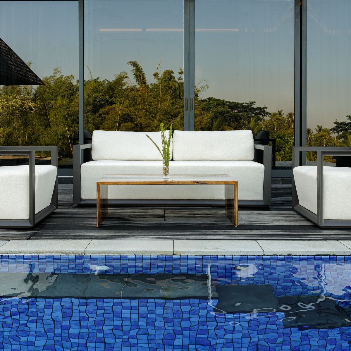 Remsen Outdoor 3 Seater Sofa, Java Black/Oyster