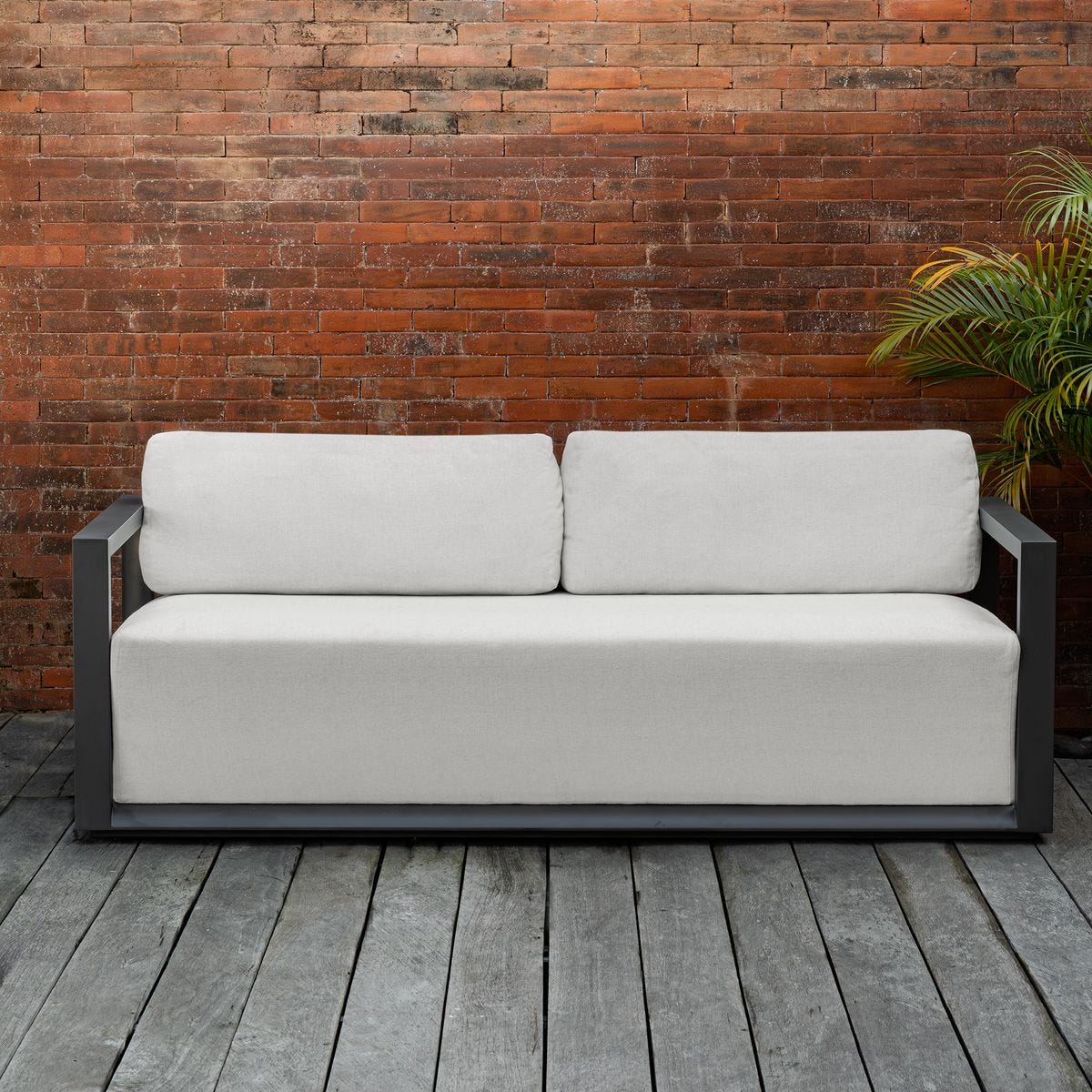 Remsen Outdoor 3 Seater Sofa, Java Black/Oyster