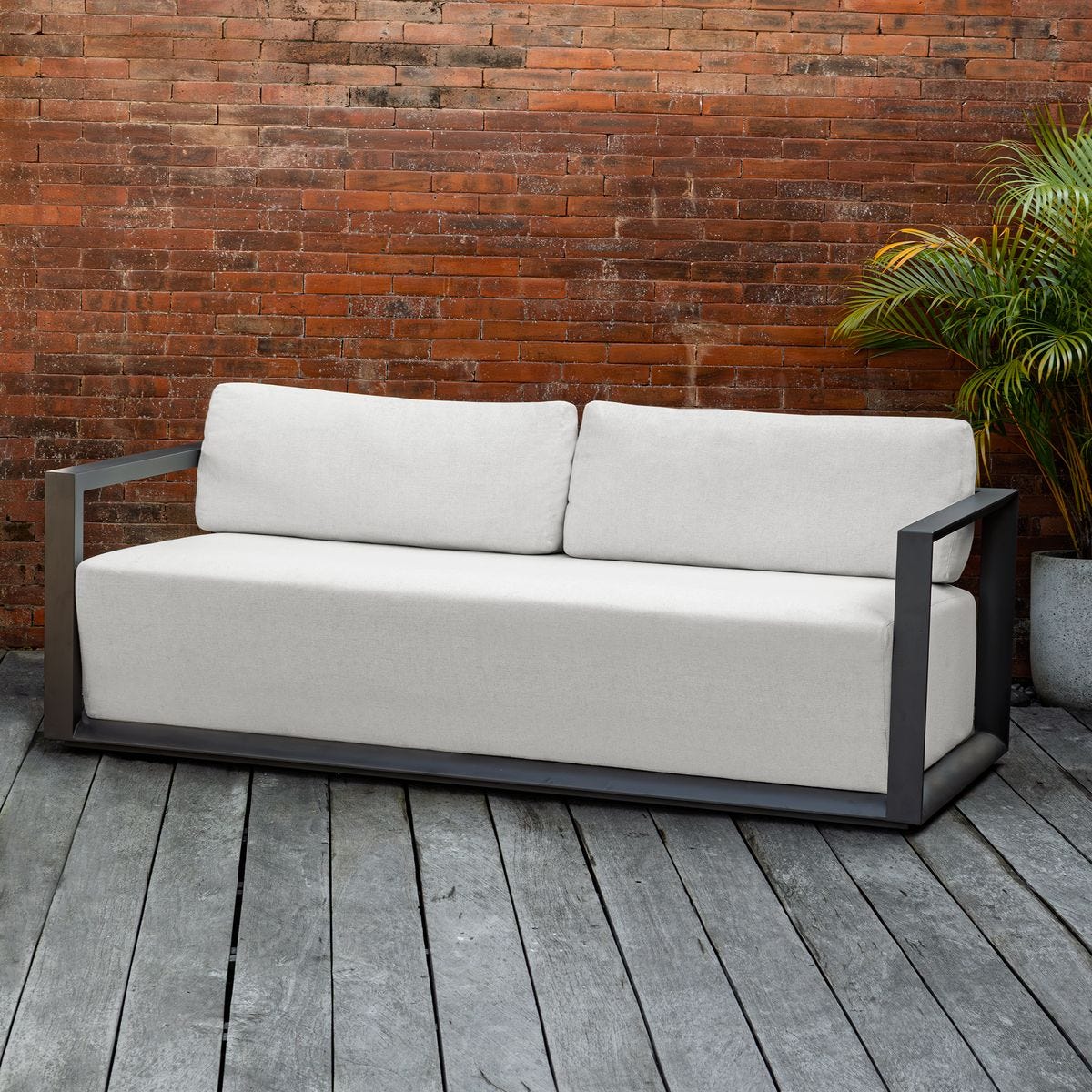 Remsen Outdoor 3 Seater Sofa, Java Black/Oyster