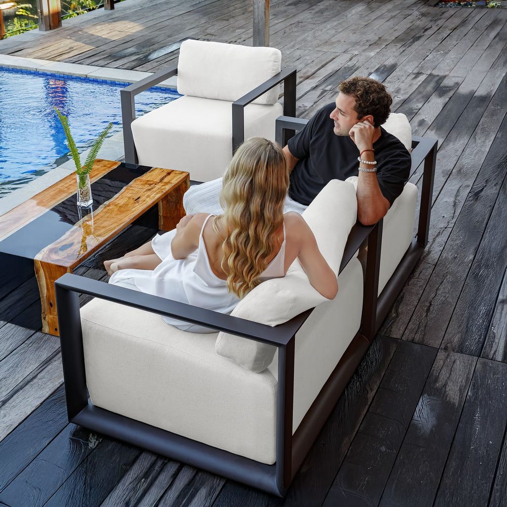 Remsen Outdoor 3 Seater Sofa, Java Black/Oyster