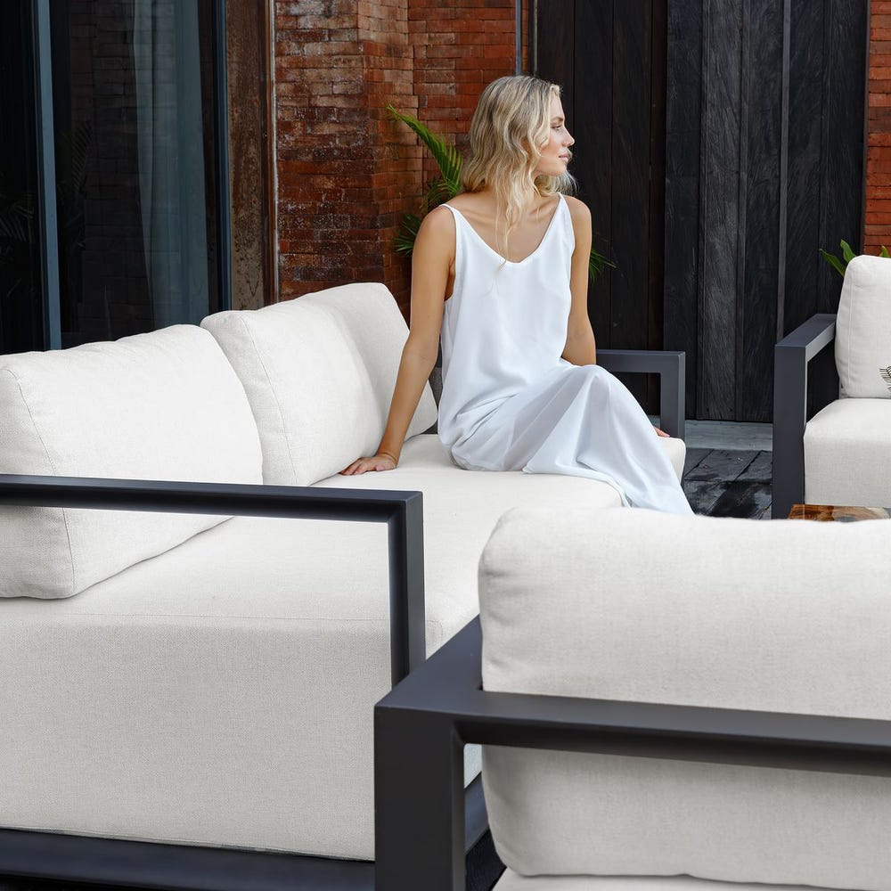 Remsen Outdoor 3 Seater Sofa, Java Black/Oyster