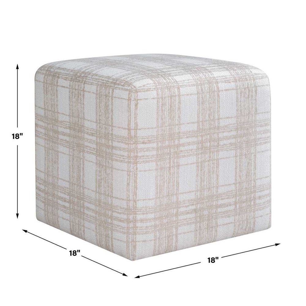Joie Ottoman, Porcelain Plaid