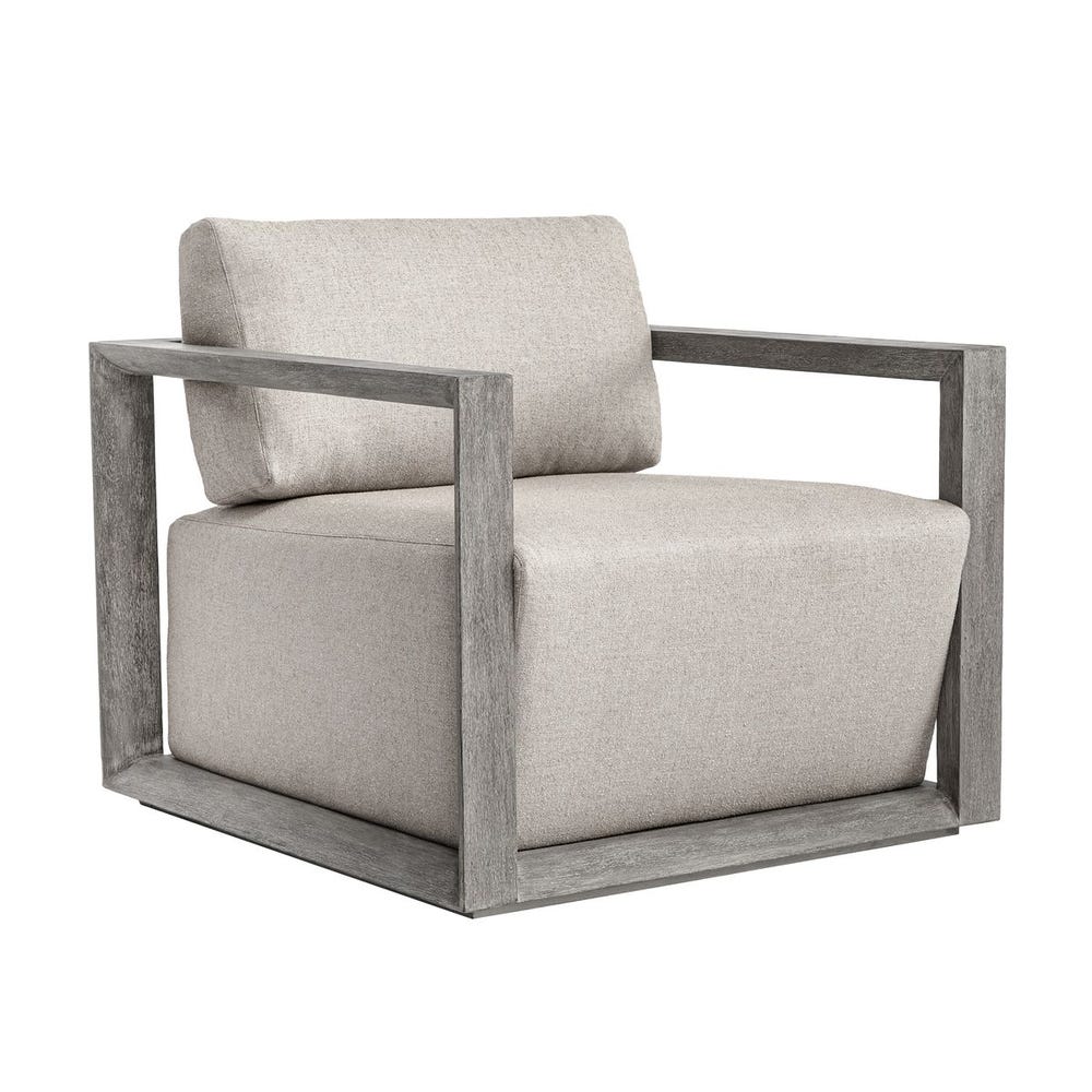 Remsen Outdoor Lounge Chair, Weathered Gray/Dove