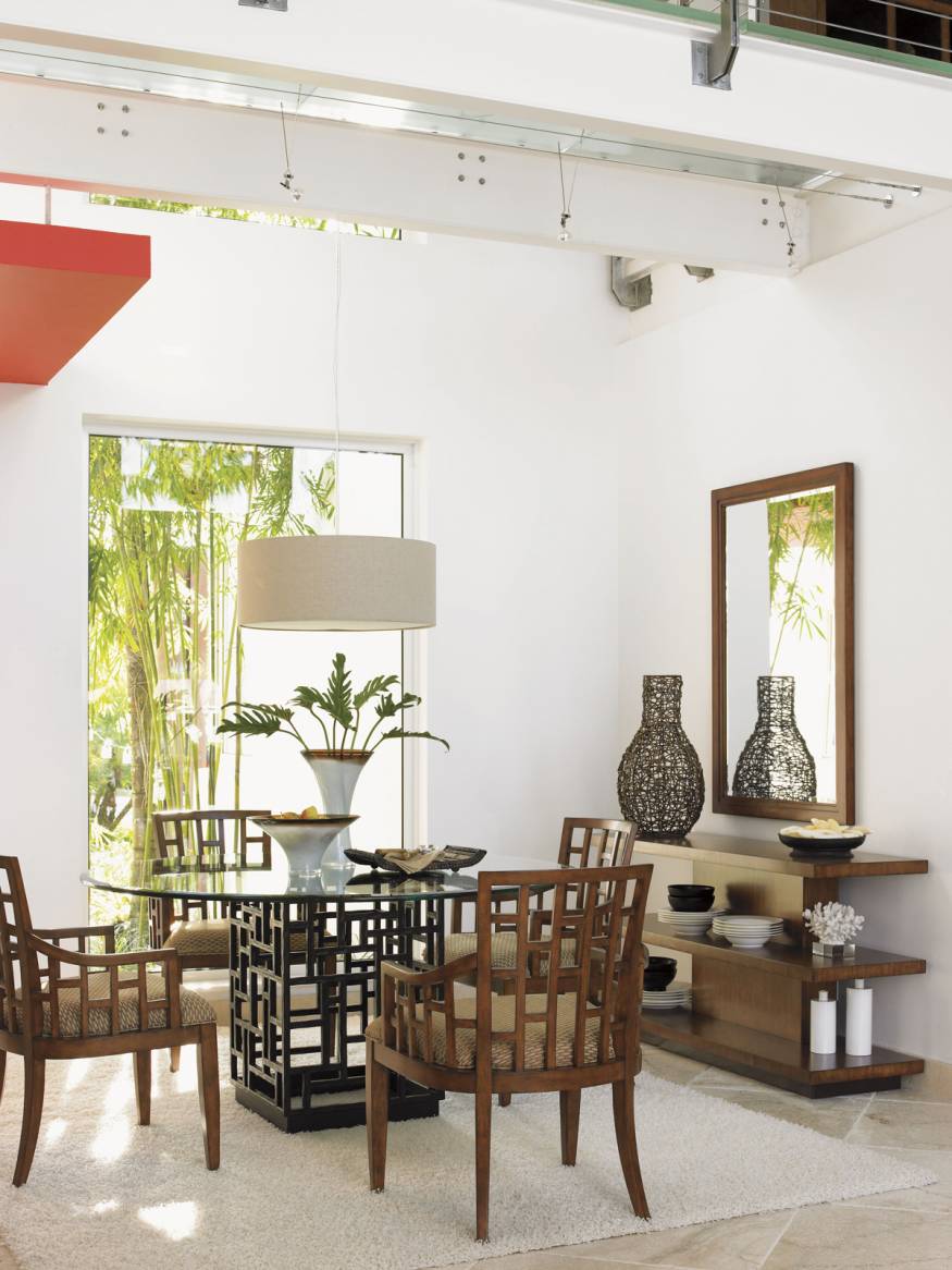 South Sea Dining Table With 60 Inch Glass Top
