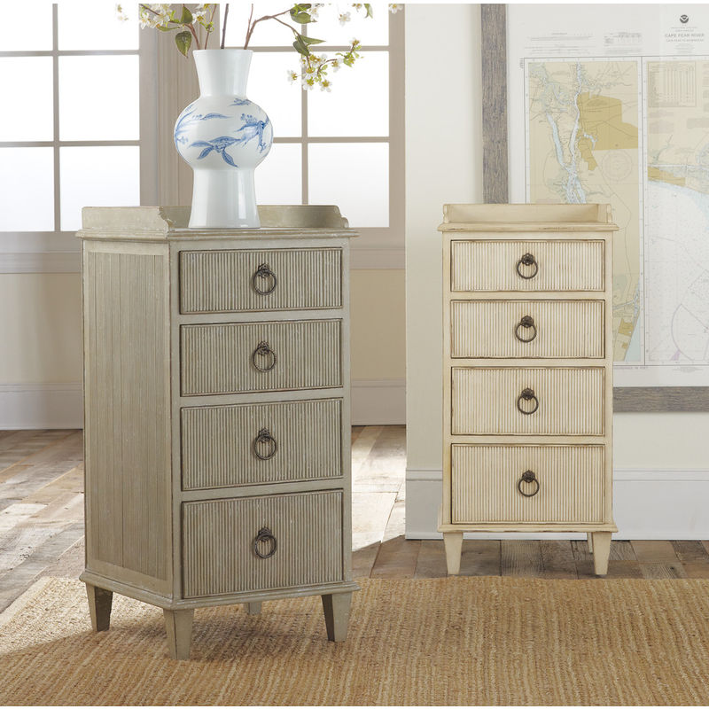 Four Drawer Gustavian Bedside Cabinet-Antique White