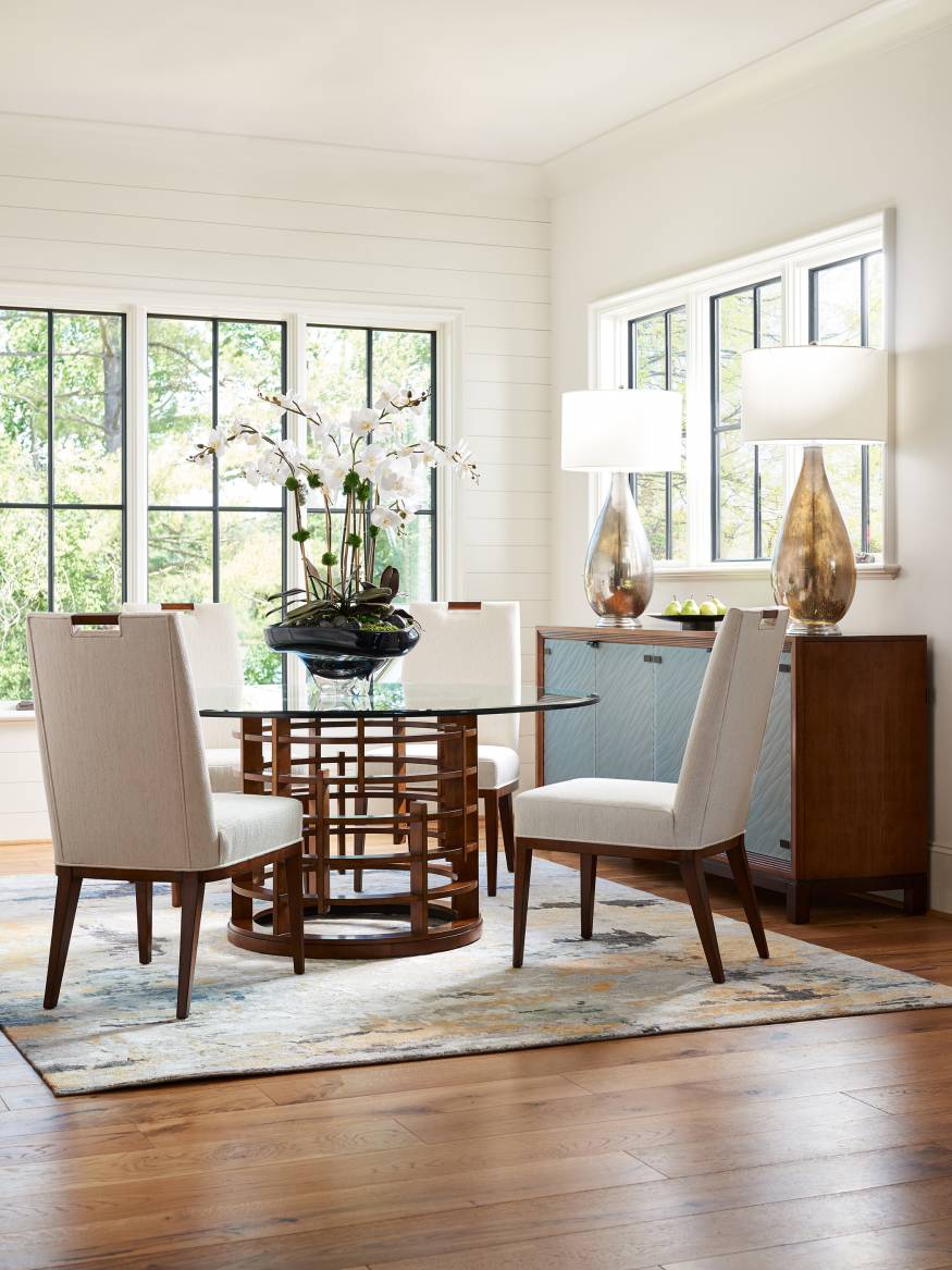 Meridien Round Dining Table With 72 Inch Glass Top