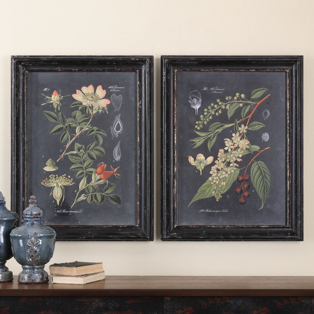 Midnight Botanicals Framed Prints, S/2 – Art by Uttermost | Sutter & Vale