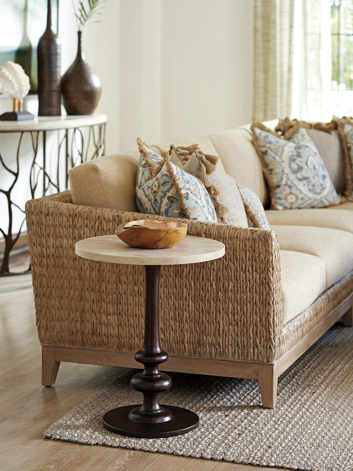 Marshall Stone Top Round End Table