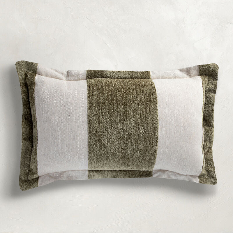 Wide Stripe Chenille Moss Poly 14x24