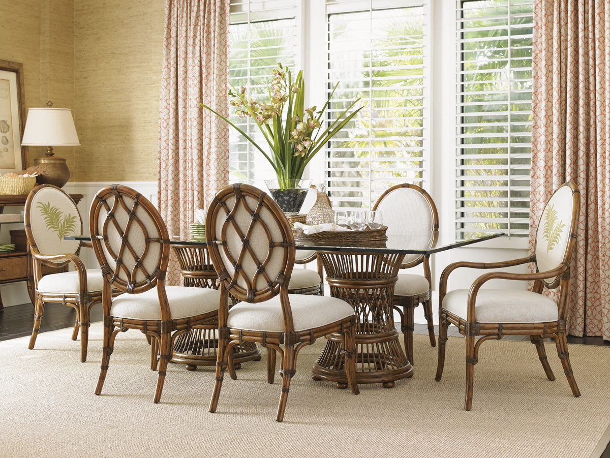 Aruba Dining Table With 84 X 48 Inch Glass Top
