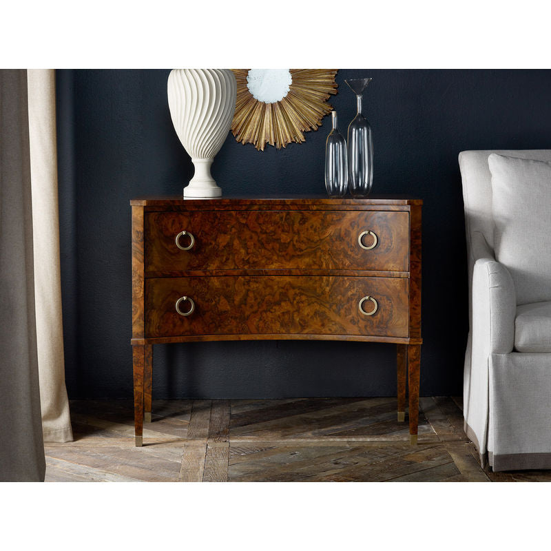 Two Drawer Concave Burl Commode