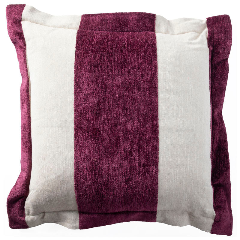 Wide Stripe Chenille Plum Feather 24x24