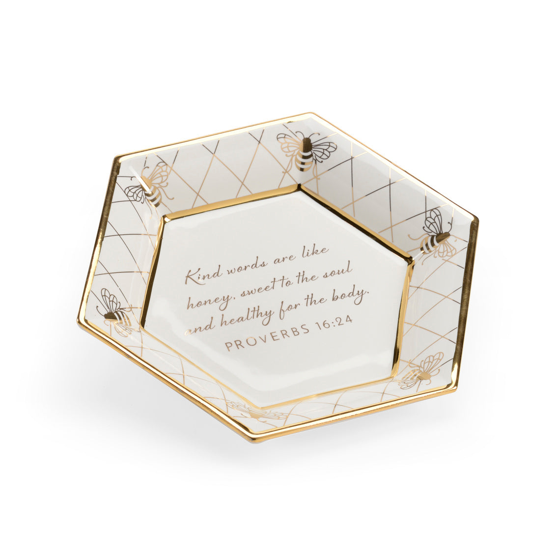 Honeycomb Bee Verse Plate - White
