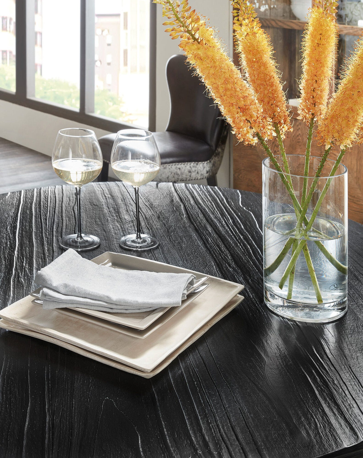 Chapman Shou Sugi Ban Petite Round Dining Table