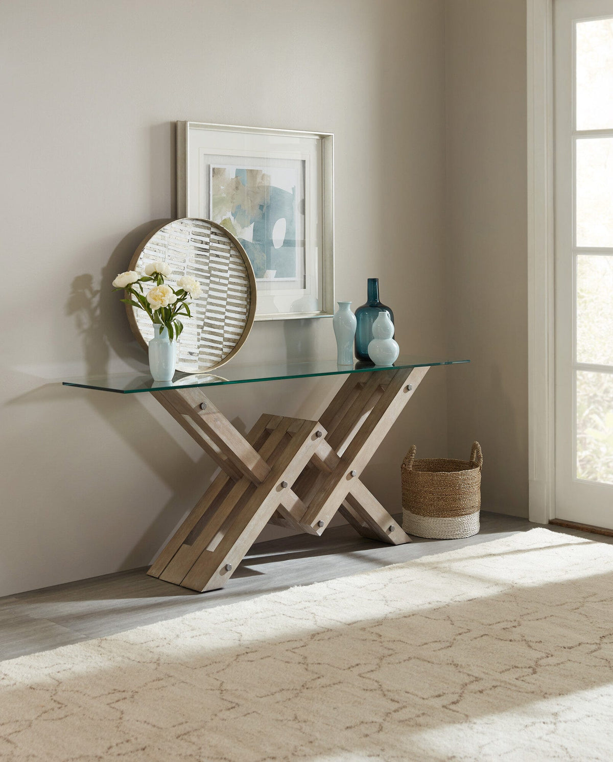 Affinity Glass Top Accent Console