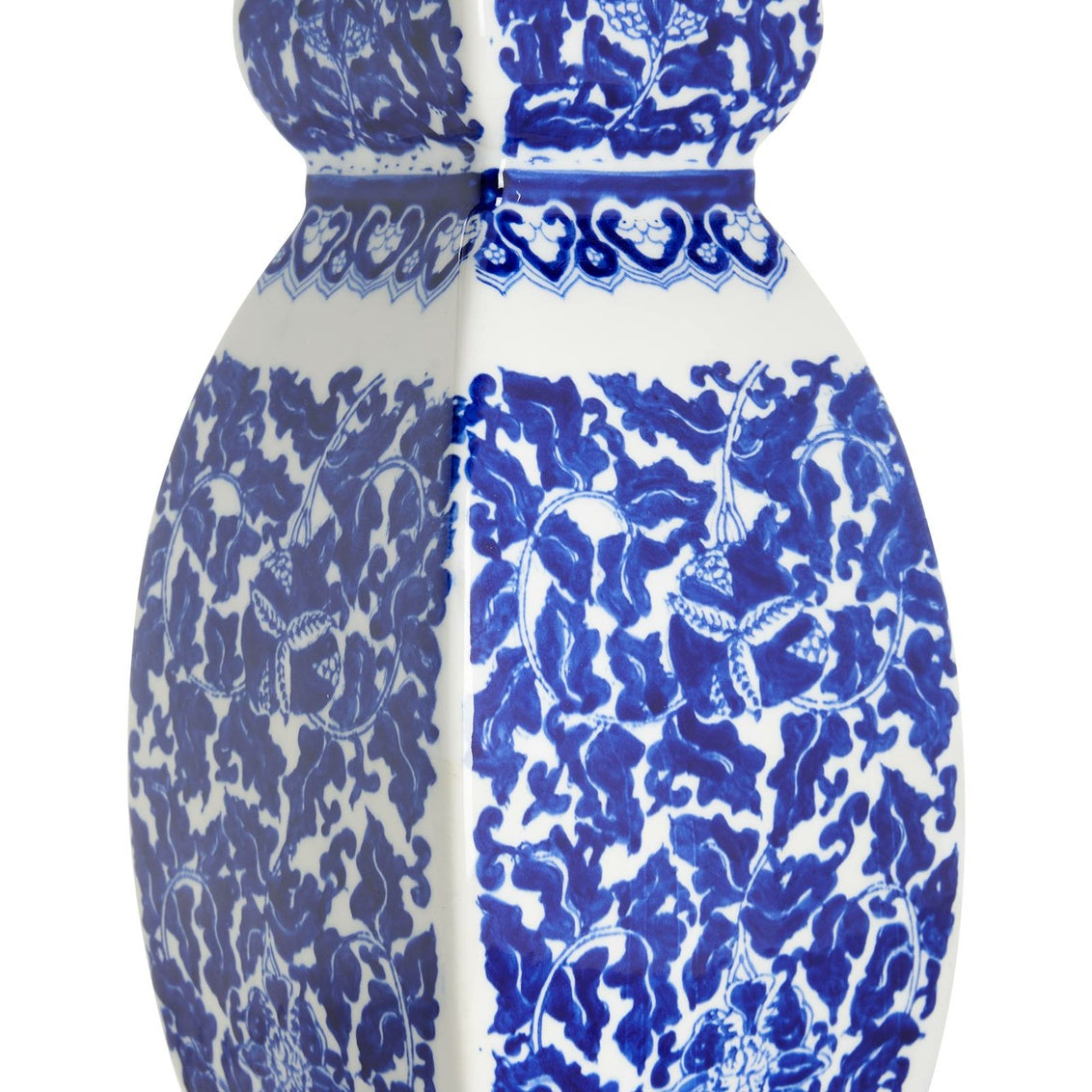 Square Double Gourd Lamp in Blue/White Glaze / Ceramic/Porcelain - Chelsea House