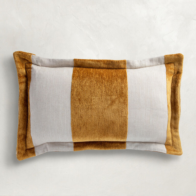 Wide Stripe Chenille Mustard Poly 14x24
