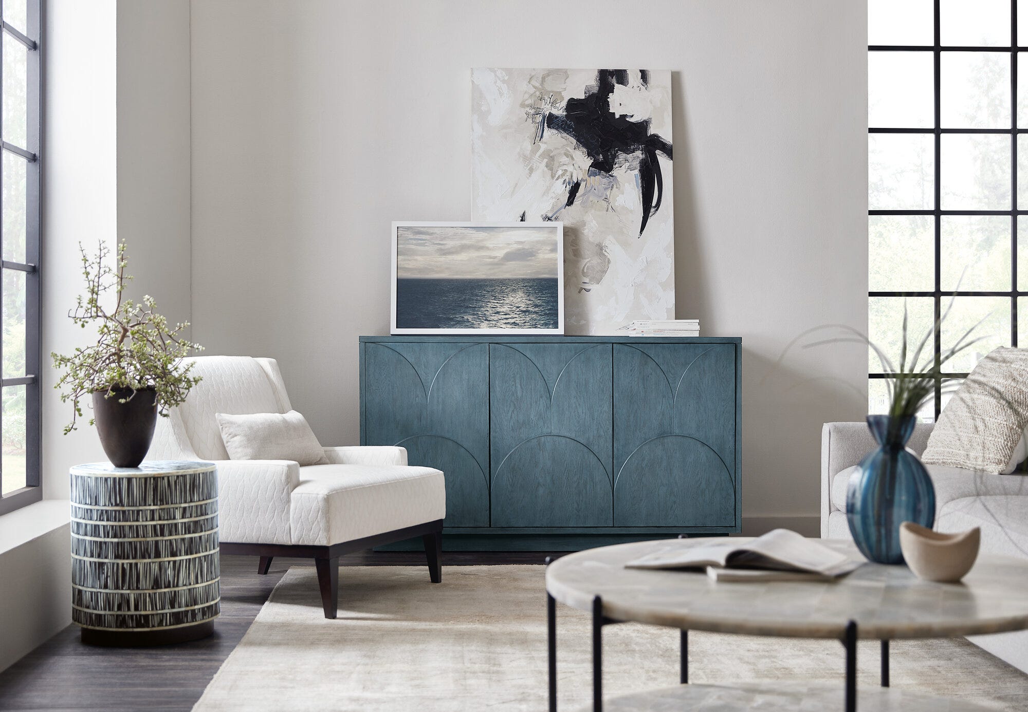 Melange Round Valley Three Door Entertainment Credenza