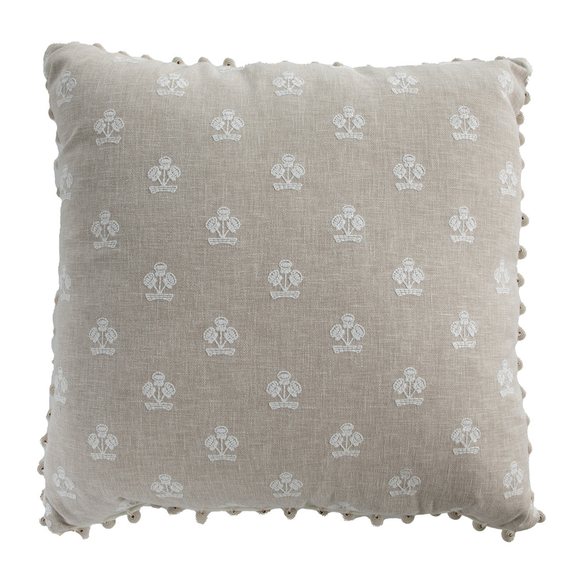 Flower Basket Linen Feather 24x24