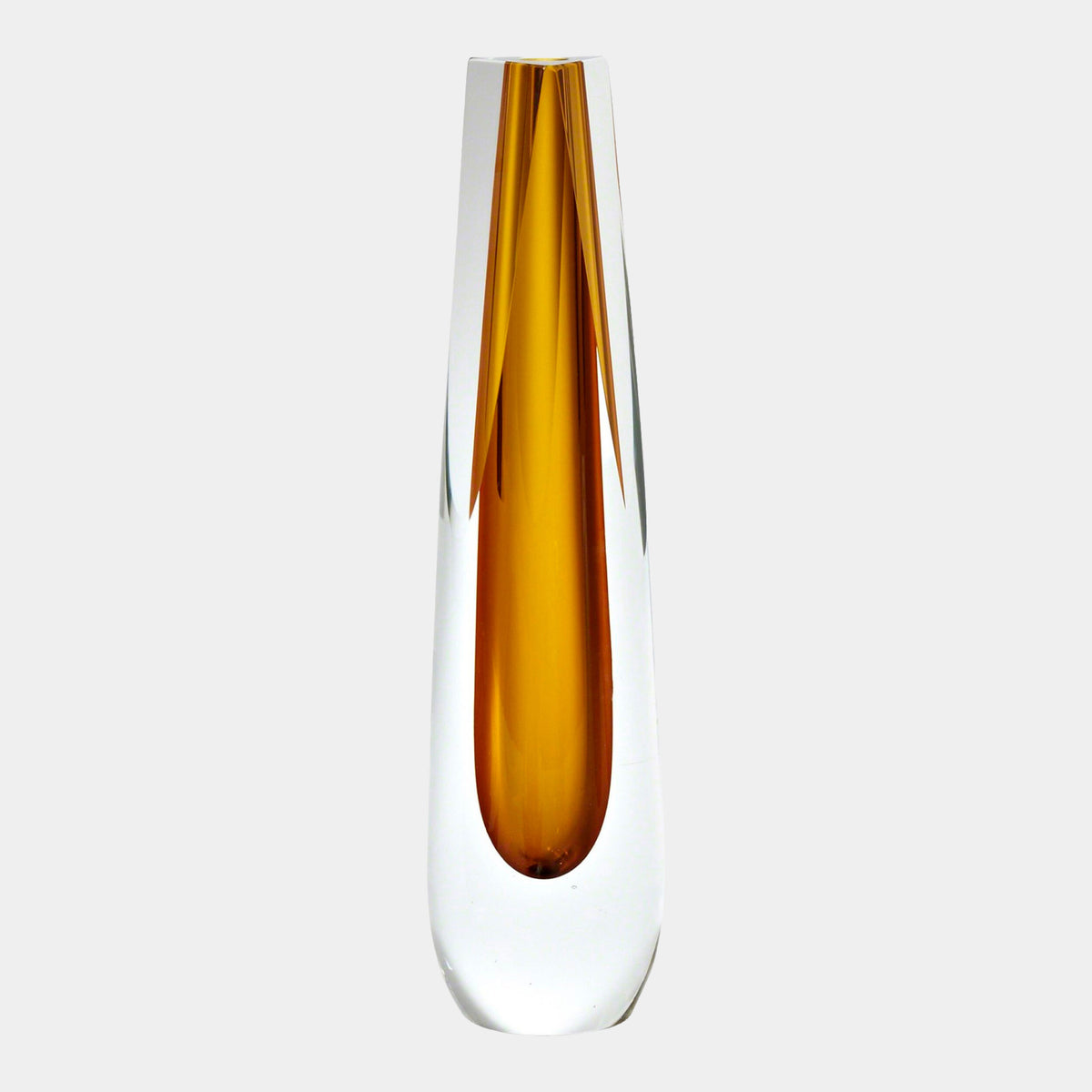 Triangle Cut Glass Vase-Amber
