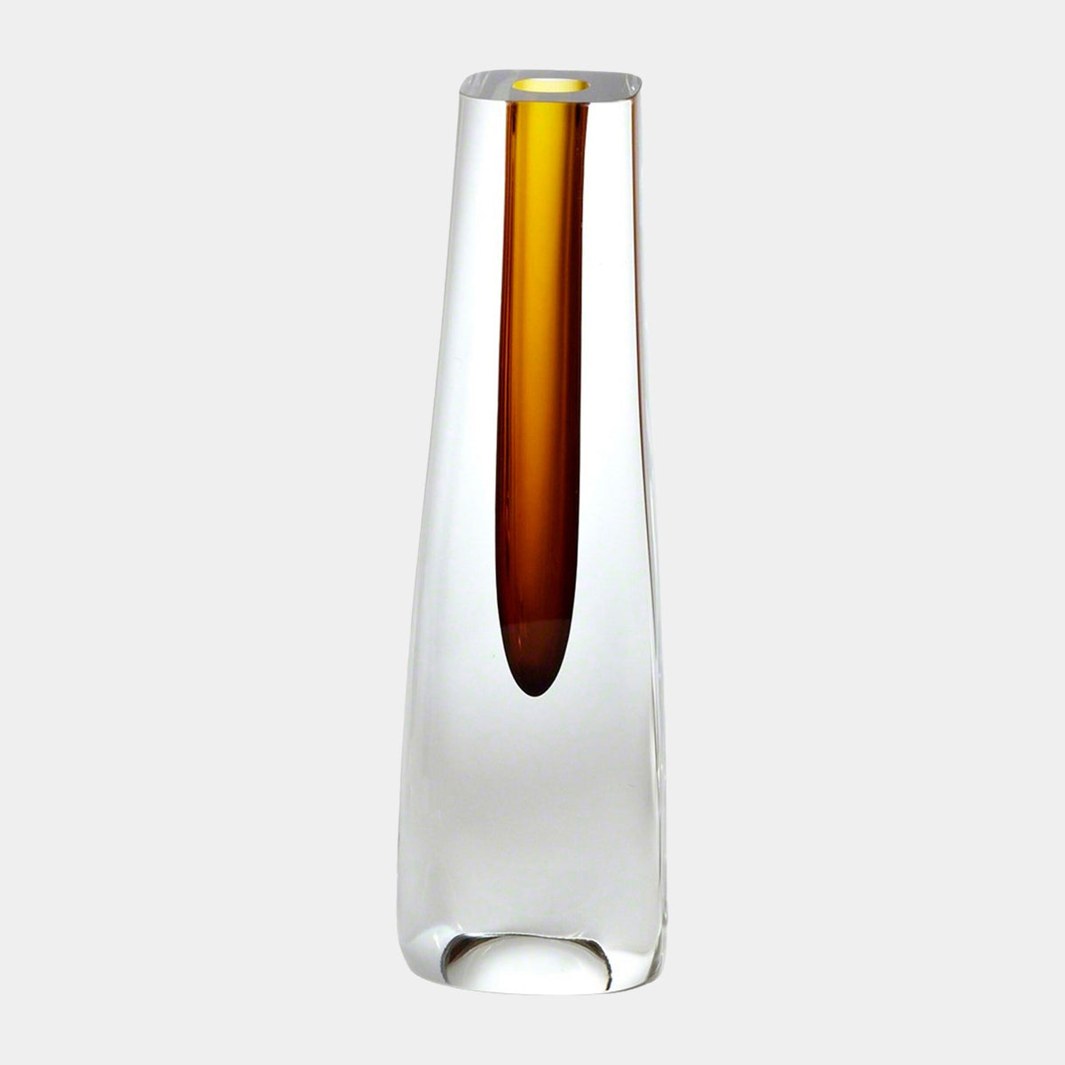 Square Cut Glass Vase-Amber