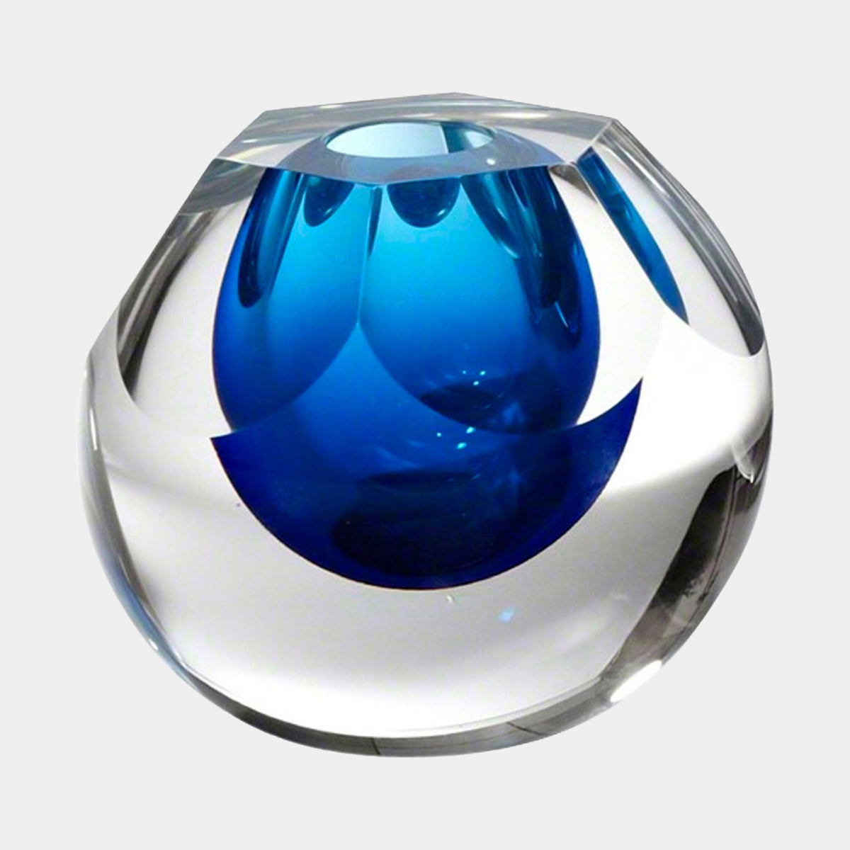 Hexagon Cut Glass Vase-Cobalt