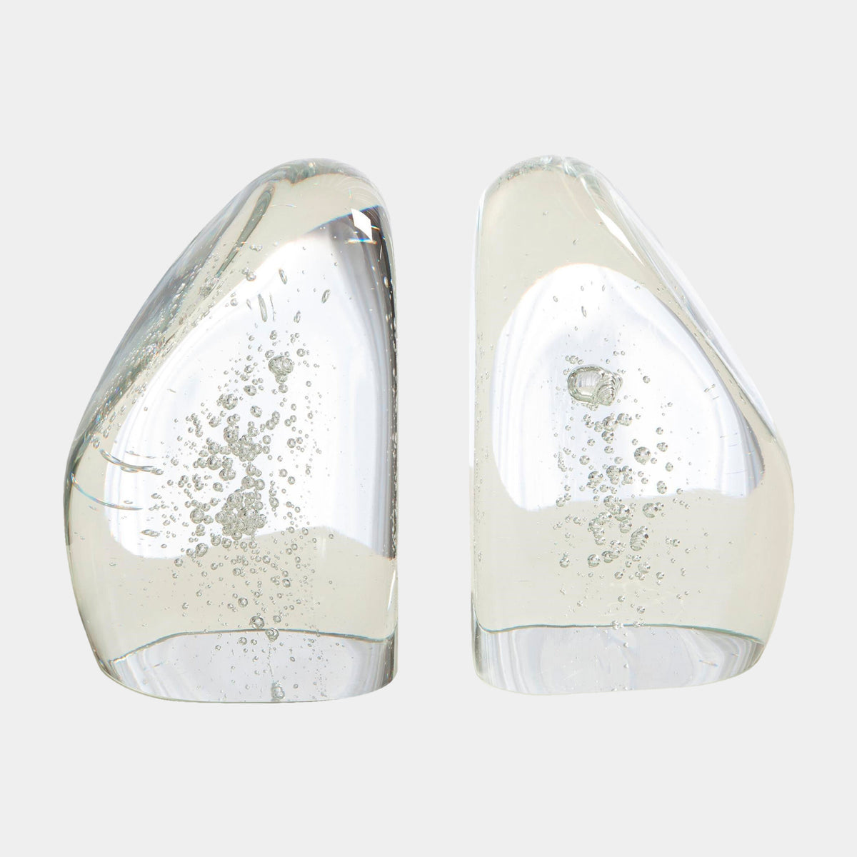 Chunk Bookends-Clear w/Bubbles