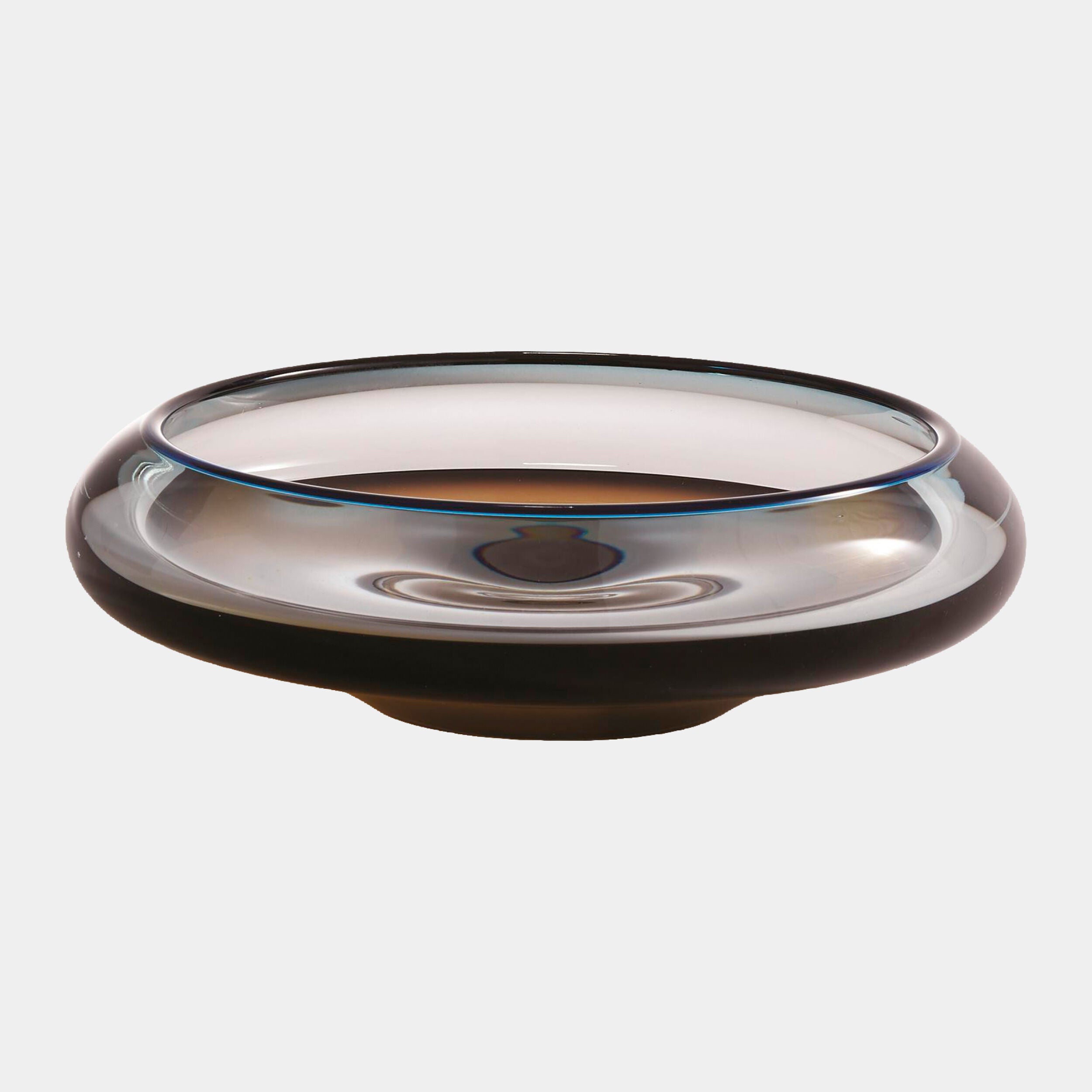 Rolled Lip Bowl-Turquoise/Beige