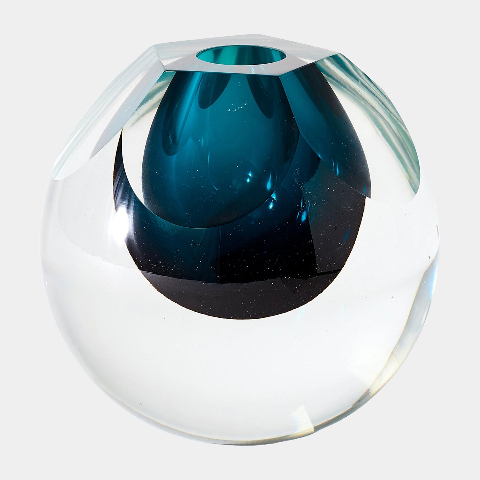 Pentagon Cut Glass Vase-Azure