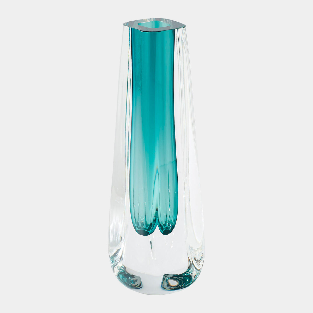 Square Cut Glass Vase-Azure