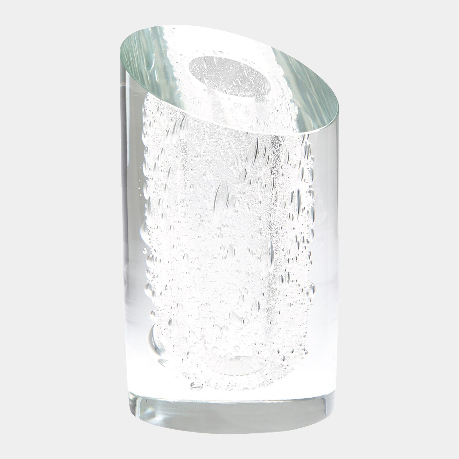 Slant Vase-Clear w/Bubbles