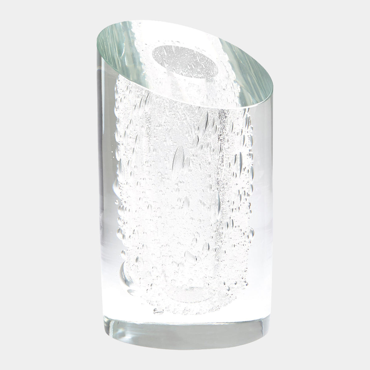 Slant Vase-Clear w/Bubbles