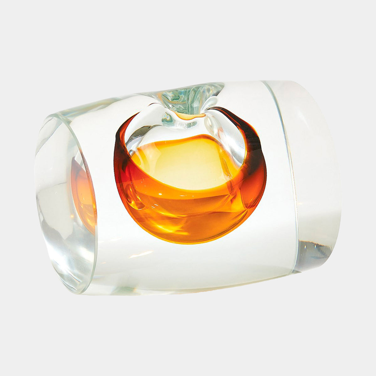 Barrel Vase-Amber/Clear