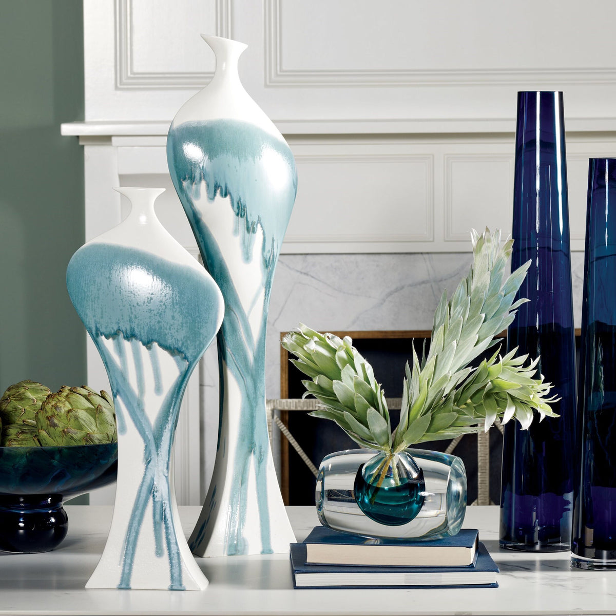 Barrel Vase-Azure
