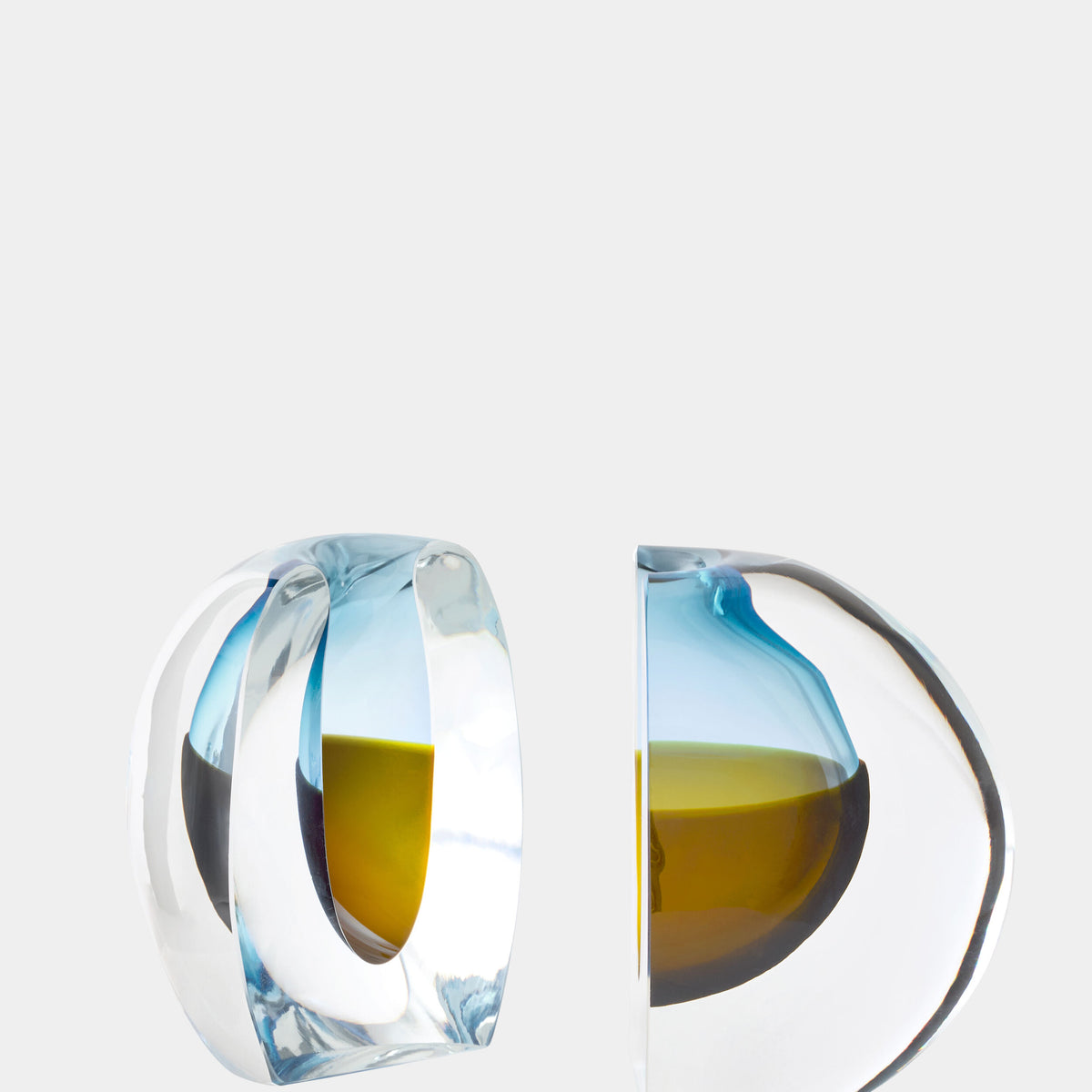 Split Vase Bookend-Topaz/Blue