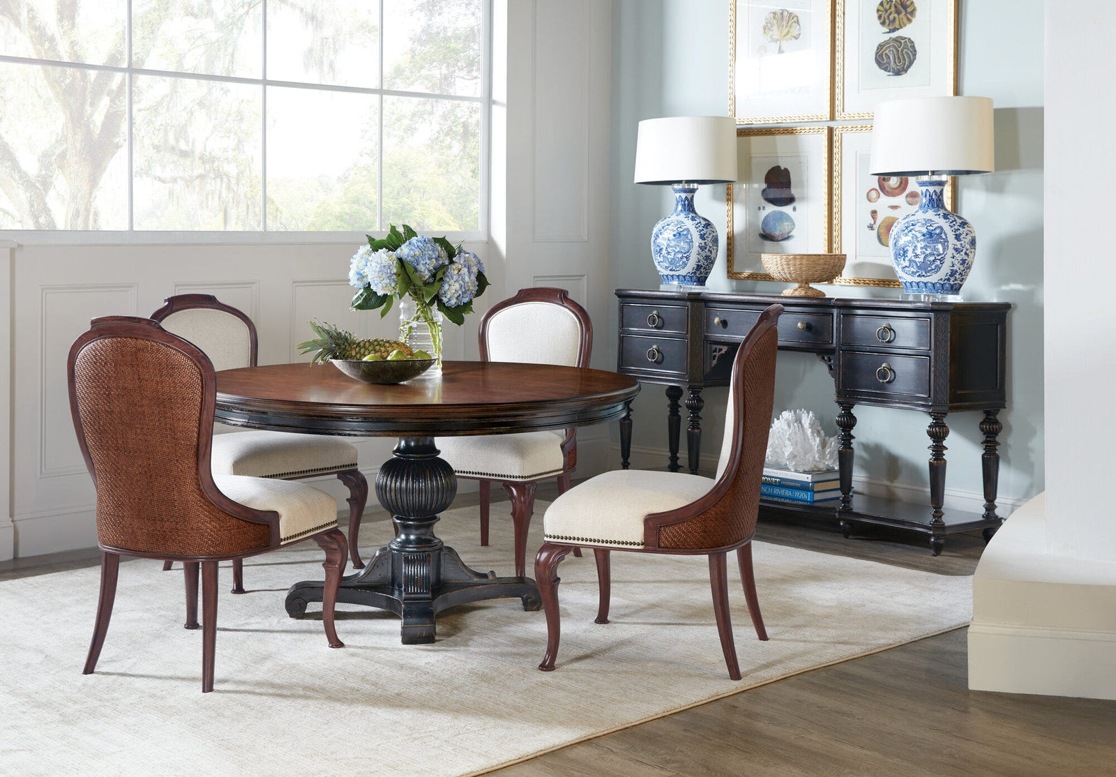 Charleston Round Pedestal Dining Table with 1-20in Leaf