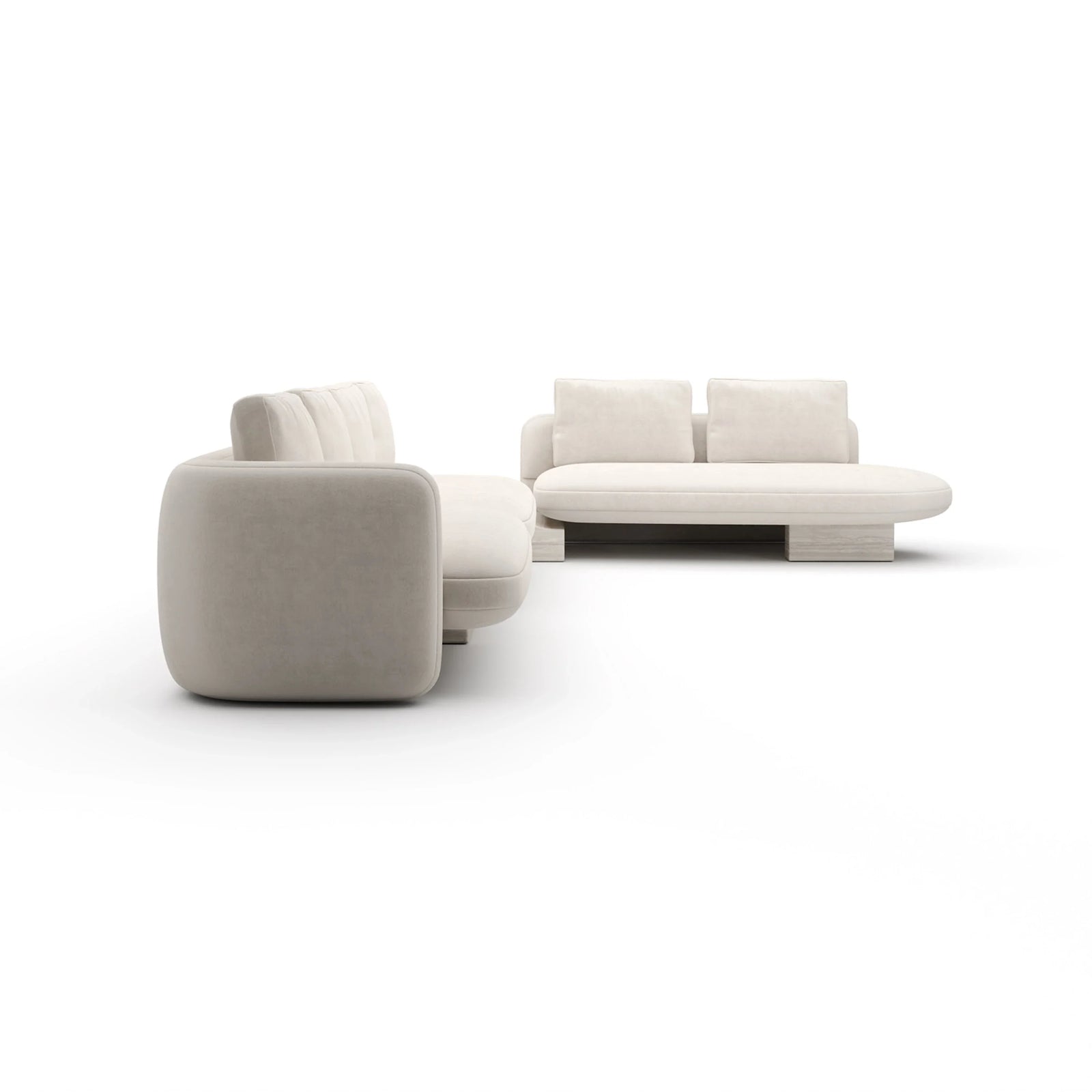 Overlap L Bumper Sectional Ecru