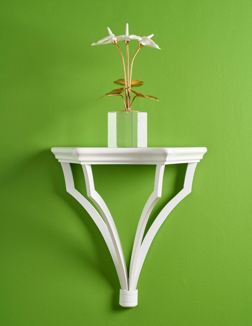 Small Anthuriums on Stand in Matte White/Gold Leaf / Porcelain - Chelsea House