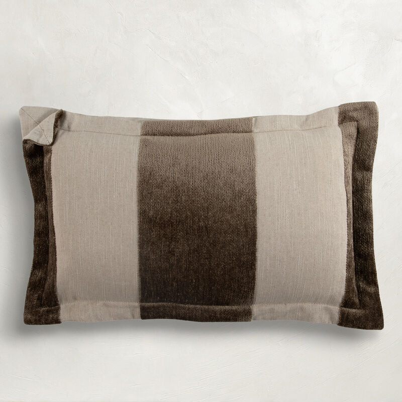 Wide Stripe Chenille Taupe Poly 14x24