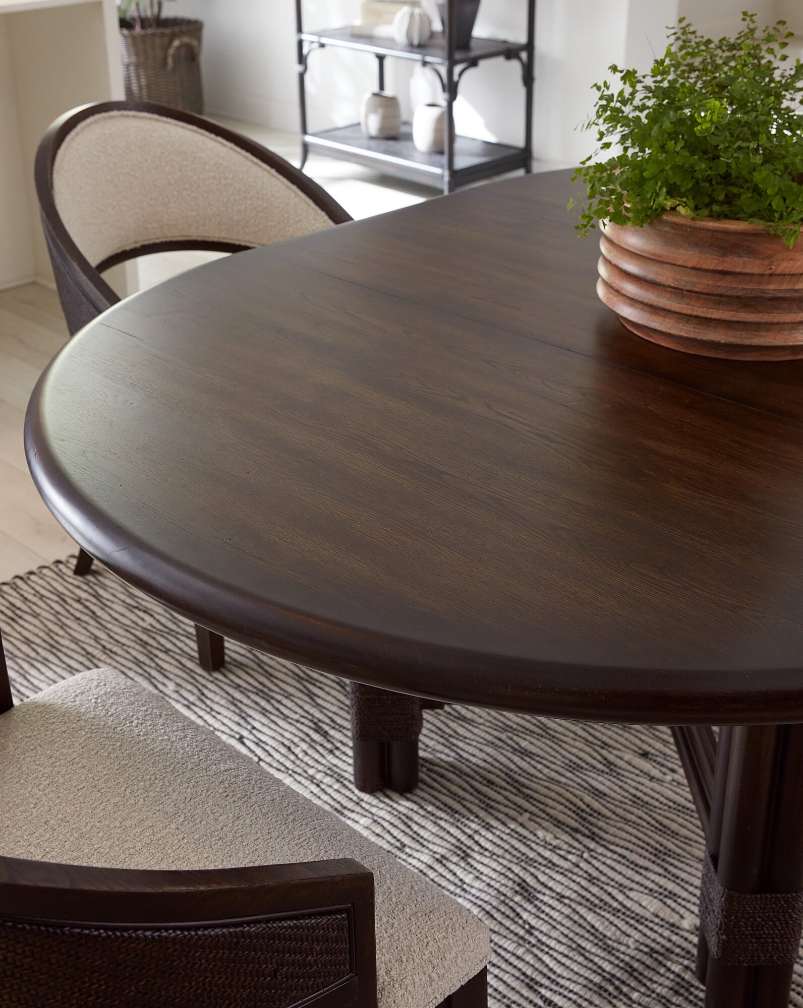 Retreat Pole Rattan Round Dining Table with 1-20in Leaf