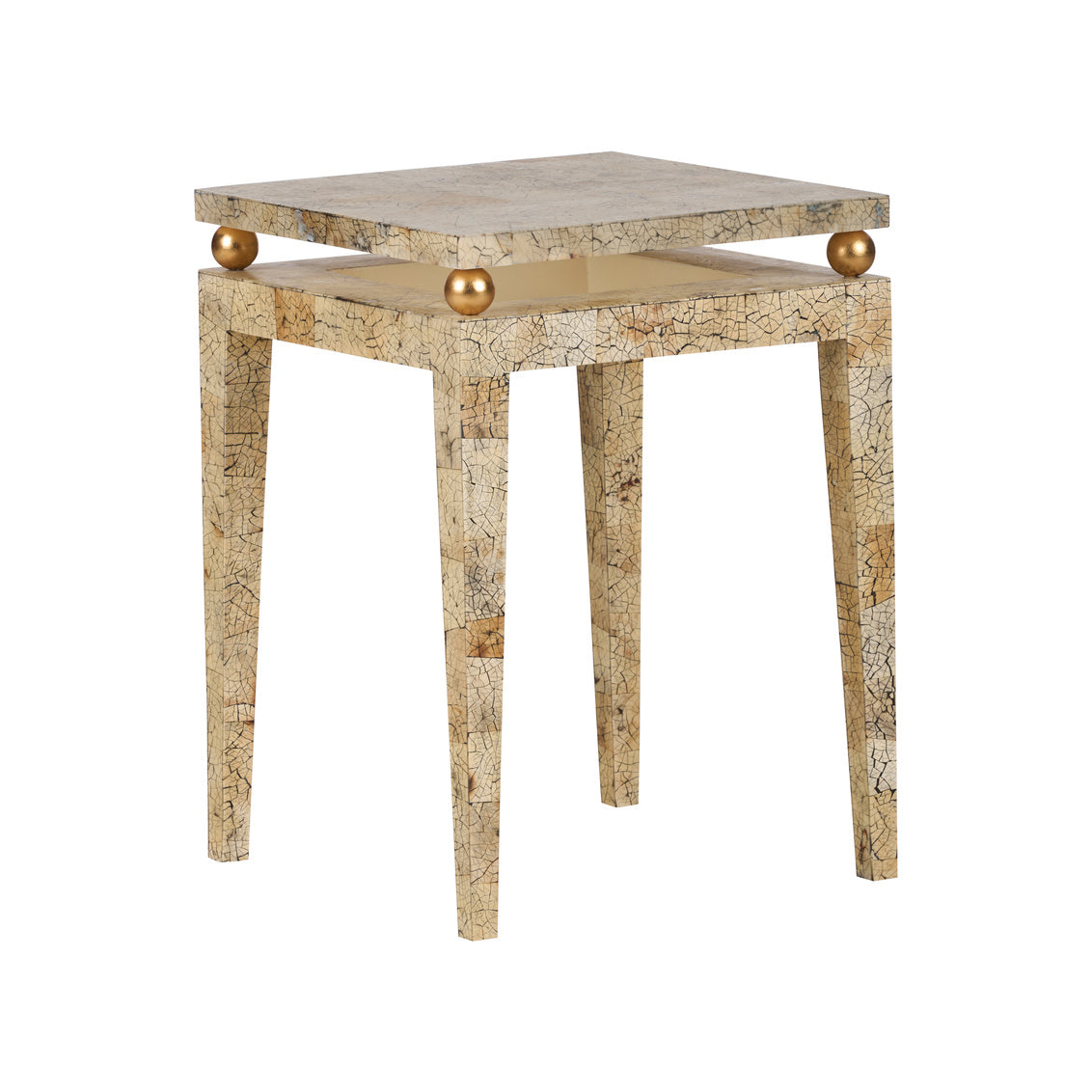 Hugo Side Table in Natural Coco/Gold Leaf / Wood - Chelsea House
