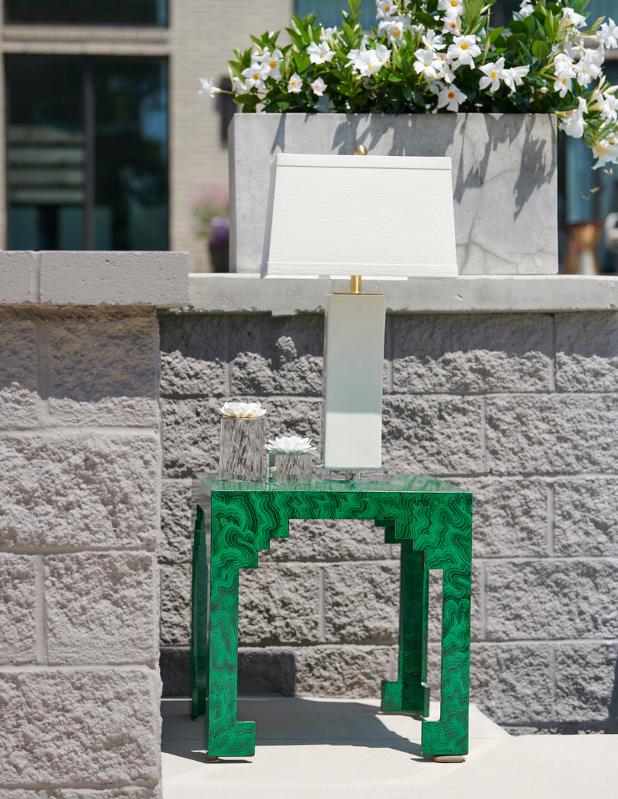 Malachite Cut Corner Table in Malachite / Wood - Chelsea House