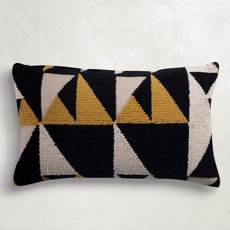Geo Mustard Feather 18x18