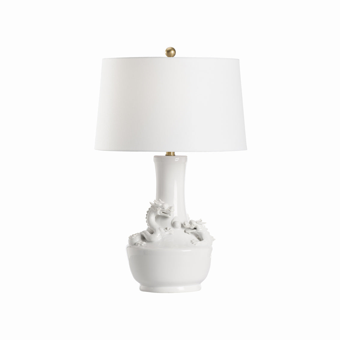 Pinyin Table Lamp - White Shade in White Glaze / Ceramic/Porcelain - Chelsea House