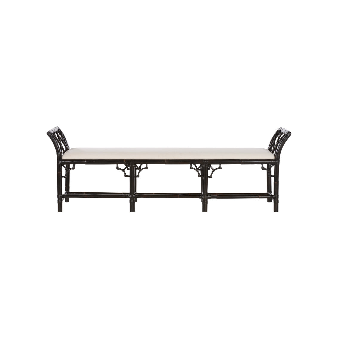 Chippendale Bamboo Regency Bench - Cracked Pepper in 26 / Rattan - Chelsea House