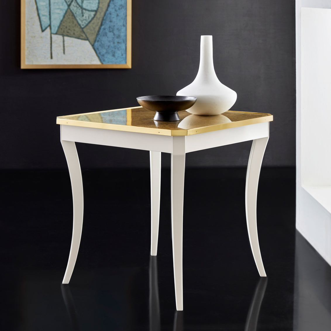 Modern History Fontaine End Table-White MH1101F02