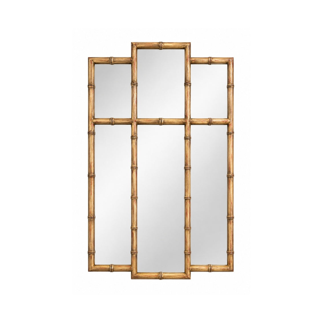 Bamboo Mirror-Whitewashed Gold