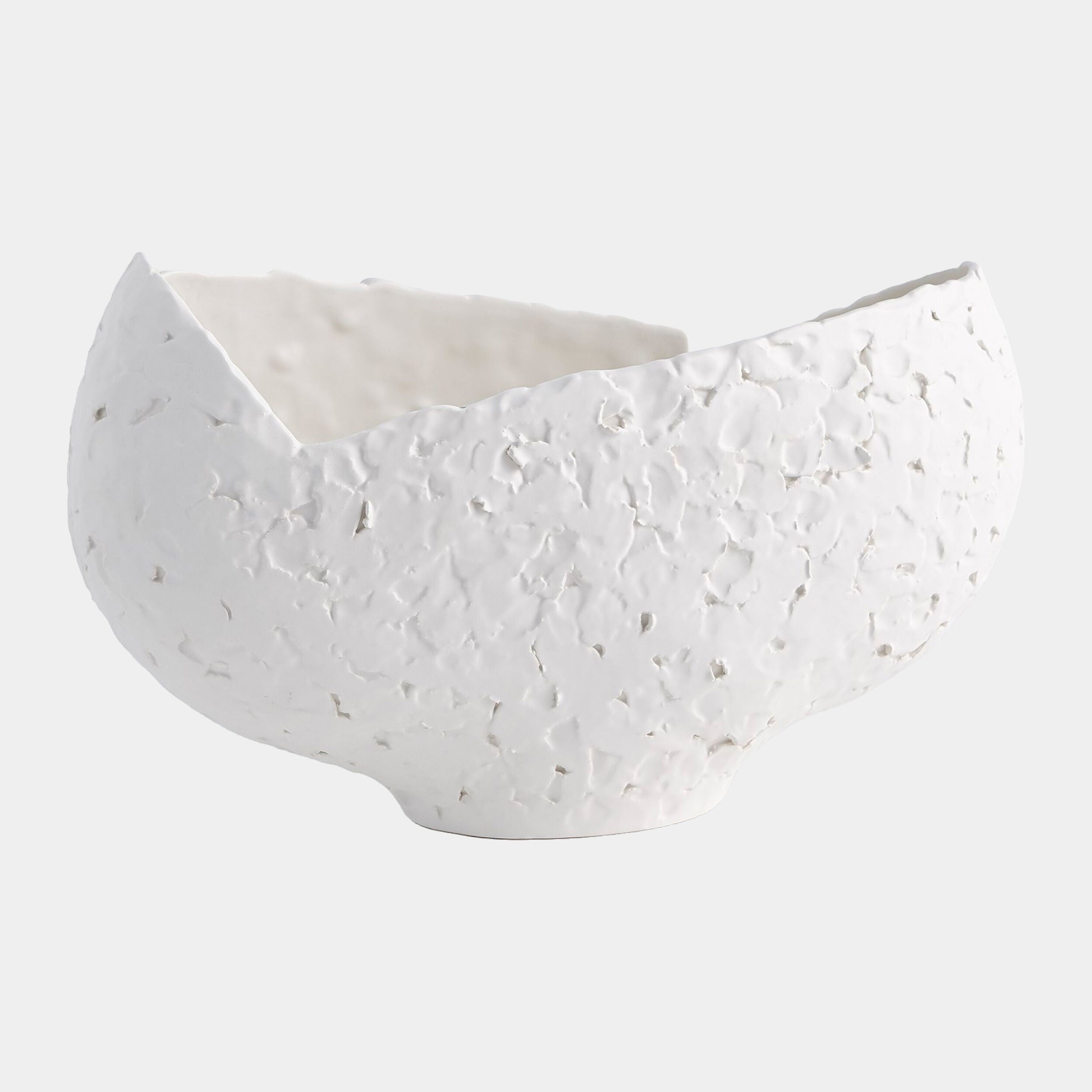 Asymmetrical Stipple Bowl-Matte White