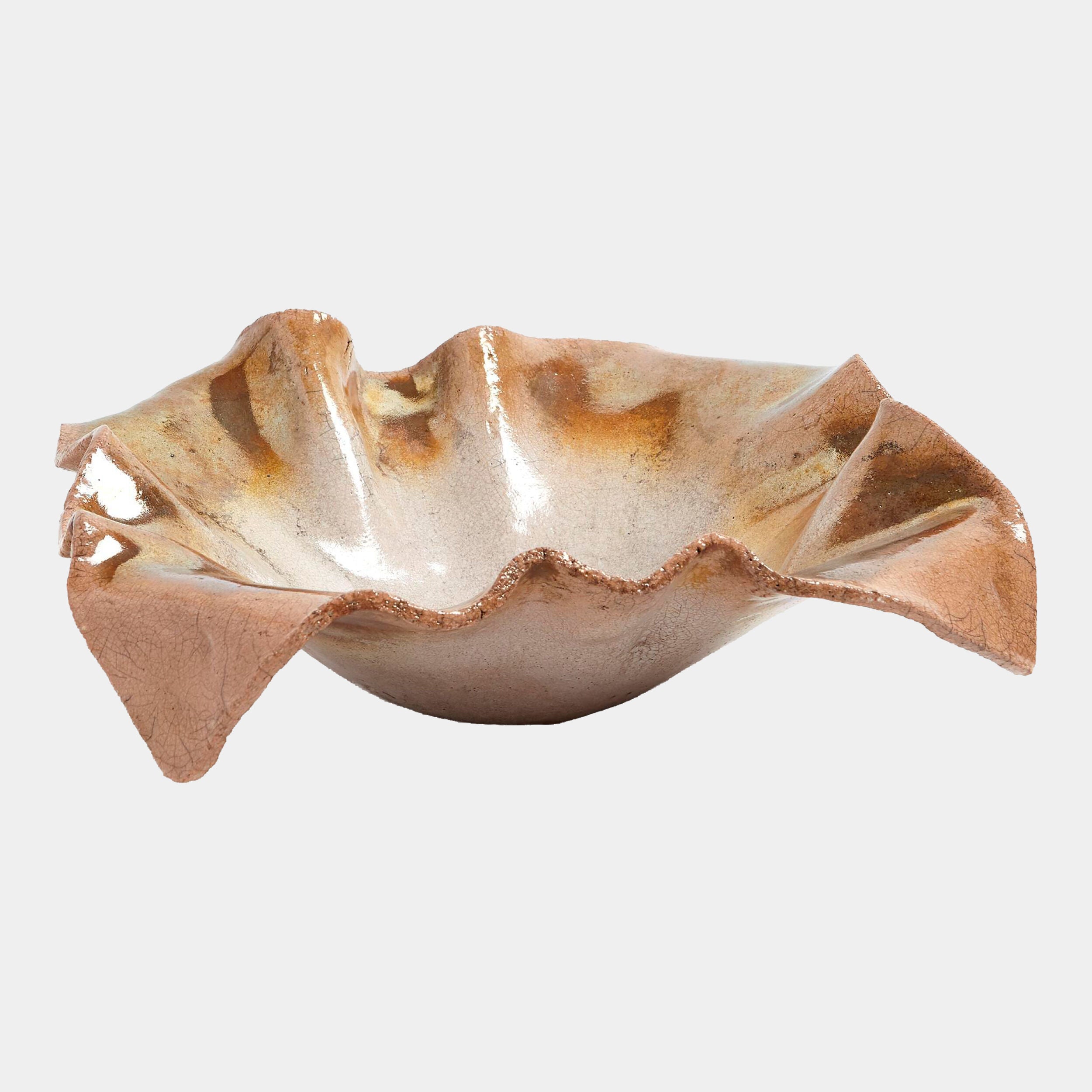Bardol Folded Ripple Bowl-Raku