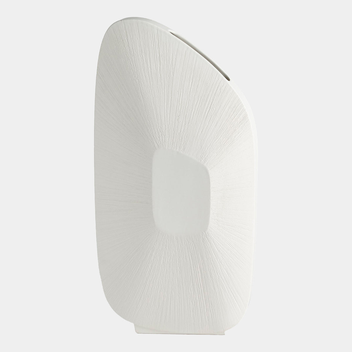 Offset Square Scratch Vase-Matte White-Tall